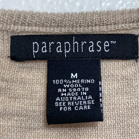 Paraphrase Textured 100% Merino Wool M Women’s Vest Beige/Gray Made in Australia - Picture 3 of 7